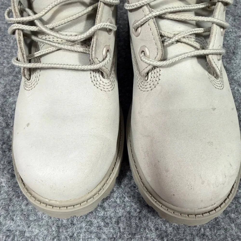 Timberland 6 Inch Premium Boot Kids Size 1 Medium Beige Leather GUC